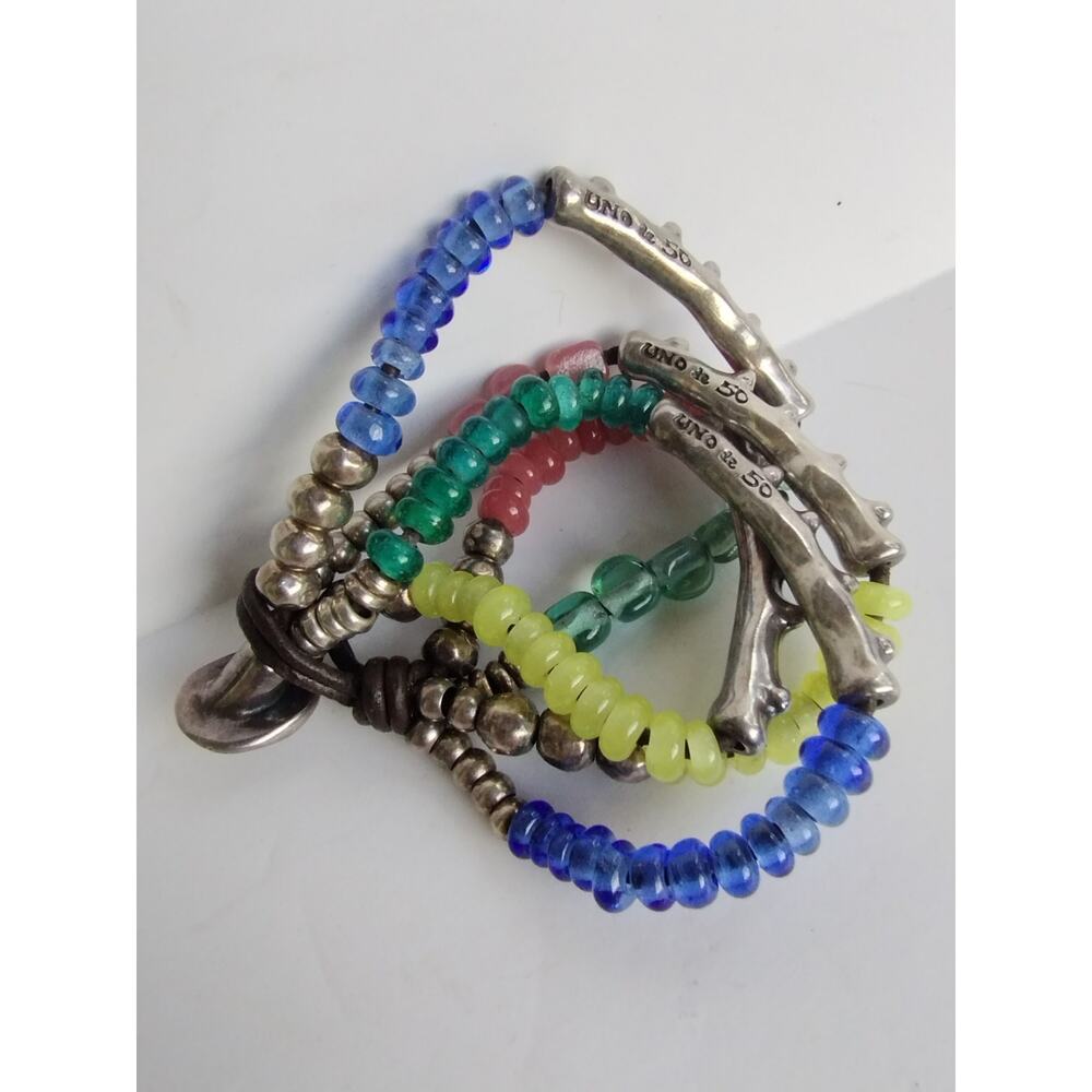 Uno De 50 Silver Plate & Glass Bead 'Como Una Ola' Ride The Wave Bracelet - Picture 9 of 9